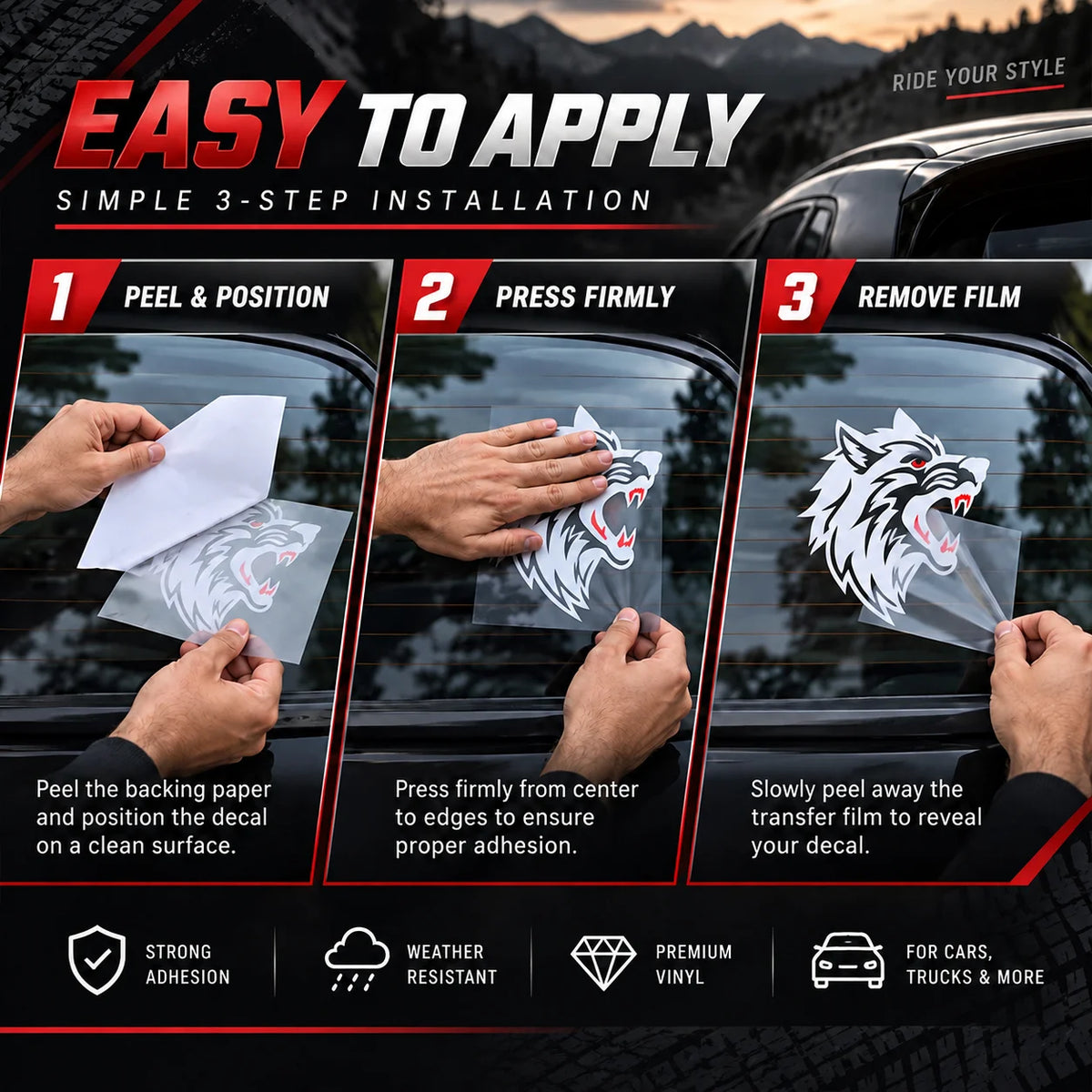 Raging Wolf Head Reflective Sticker for Cars & Trucks – Hand-Crafted Waterproof Vinyl Wolf Decal for Windows, Glass & Vehicles, 2 Pack