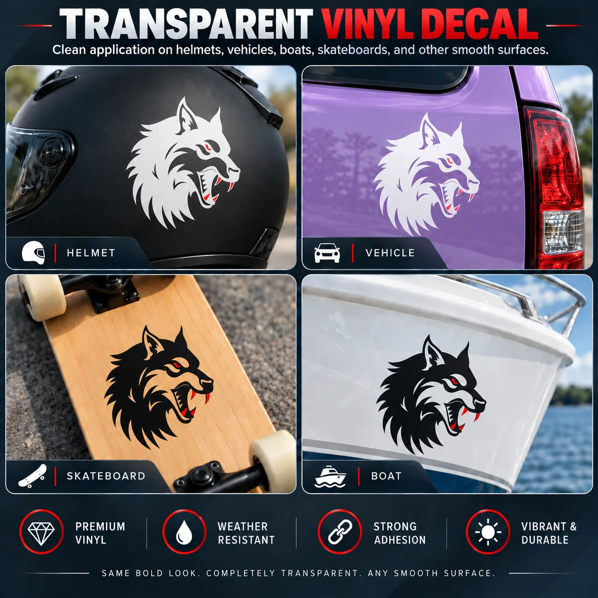 Savage Howling Wolf Reflective Sticker for Cars & Trucks – Hand-Crafted Waterproof Vinyl Wolf Decal for Windows, Glass & Vehicles, 2 Pack