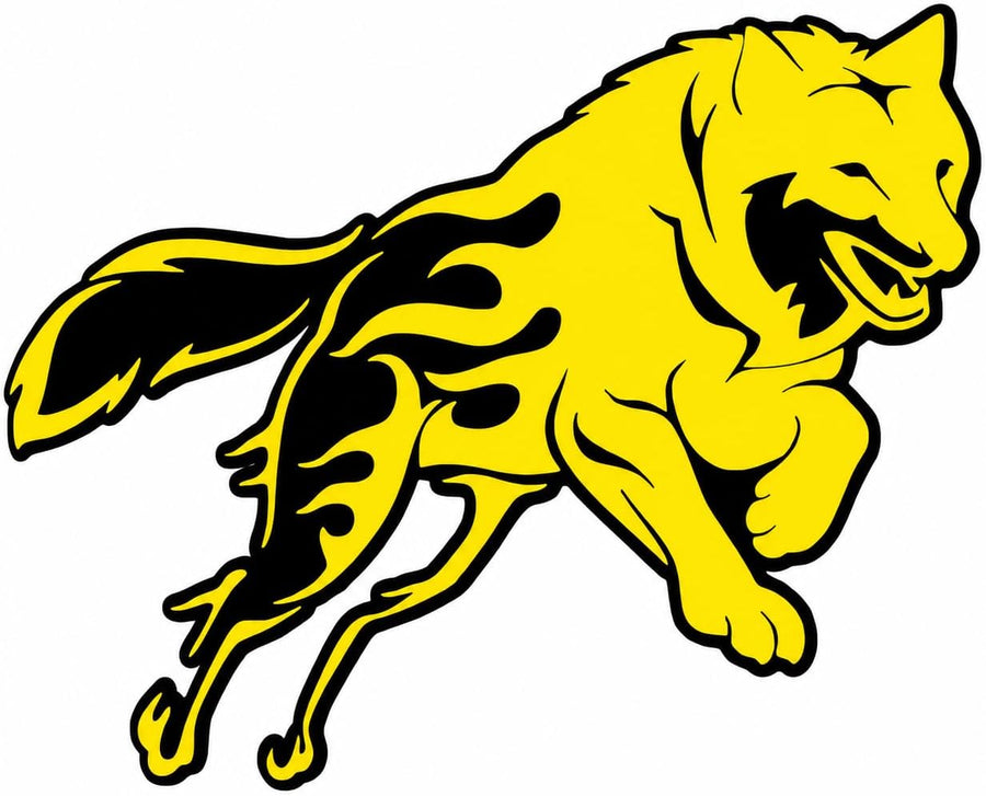 Running Yellow Wolf Reflective Sticker – Hand-Crafted Waterproof Vinyl Decal for Cars, Trucks, Windows, Laptops & More, 2 Pack