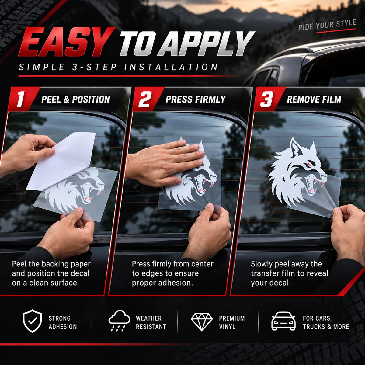 Savage Howling Wolf Reflective Sticker for Cars & Trucks – Hand-Crafted Waterproof Vinyl Wolf Decal for Windows, Glass & Vehicles, 2 Pack