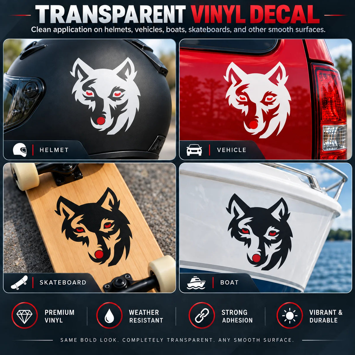 Shadow Wolf Face Reflective Sticker for Cars & Trucks – Hand-Crafted Waterproof Vinyl Wolf Decal for Windows, Glass & Vehicles, 2 Pack