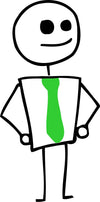 Funny Stick Figure T-Shirt with Green Tie vinyl decal sticker for tumblers and windows - Ashteekers